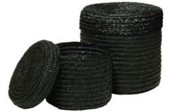 Set of 2 Straw Storage Baskets - Black